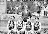 Coach Earl Foster, l-r: Luther Lemon, Ted Burgy, Gerald Dooley, Howard Kennedy.